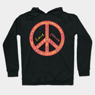 Peace and lovel, colorful and groovy hippie sign Hoodie